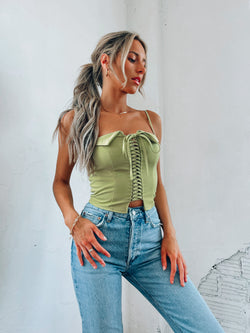 Katia Green Lace Up Top