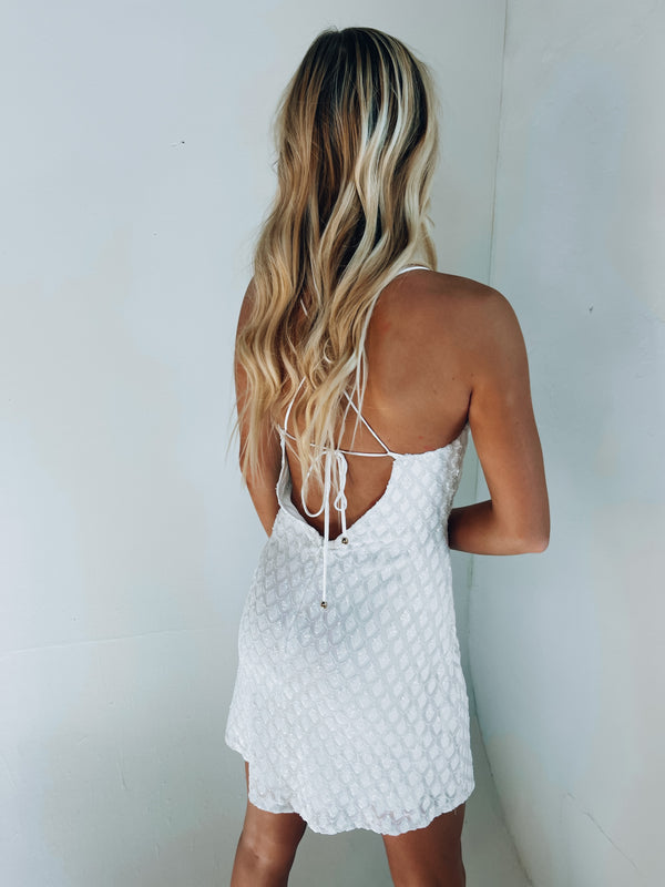 Ariel Asymmetrical Sequin Mini Dress