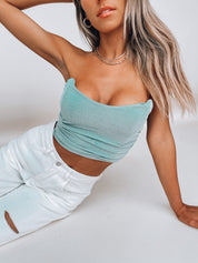 Sage Ruched Fitted Crop