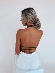Fayley Cowl Neck Halter Top In Brown