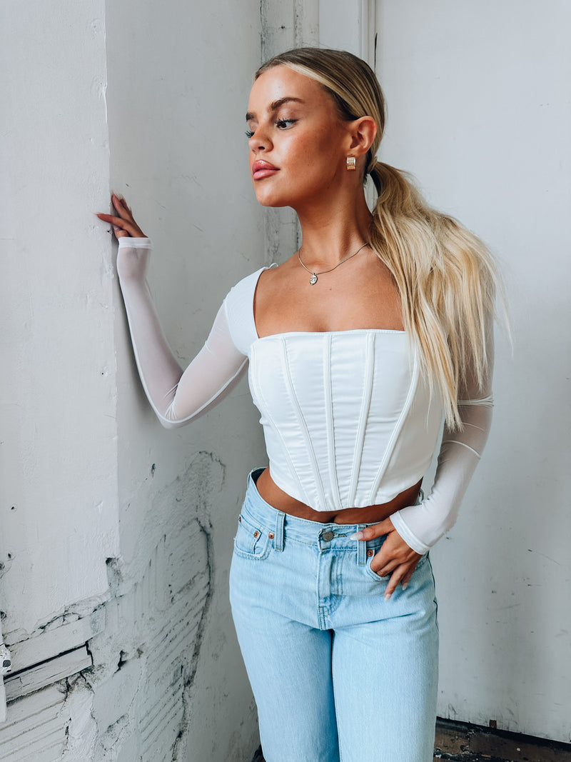 Jacquelyn Corset Top In White