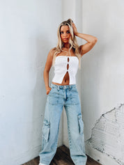 Lilee Ribbed Strapless Top