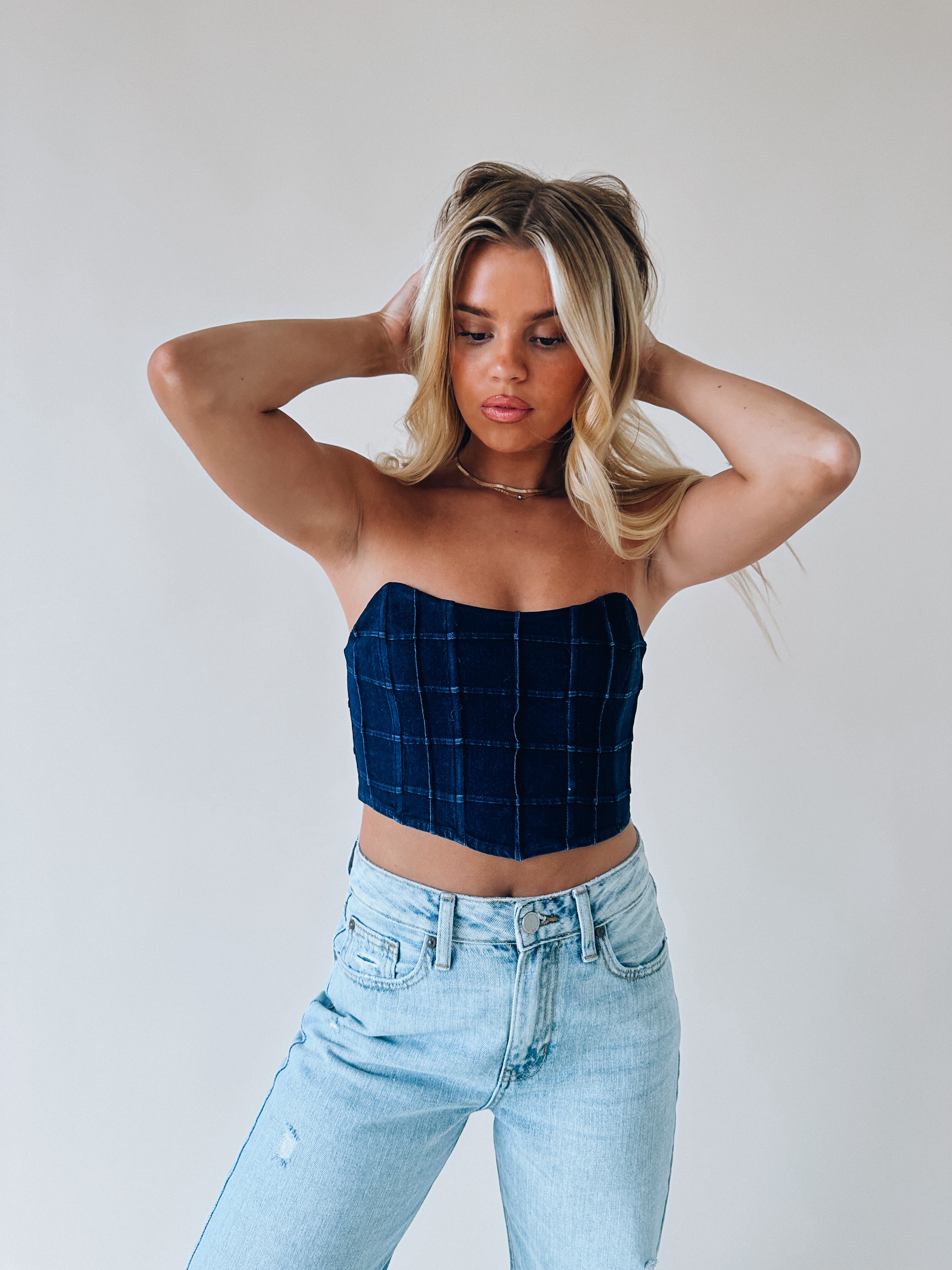 RESTOCKED :Carrie Denim Bustier Top