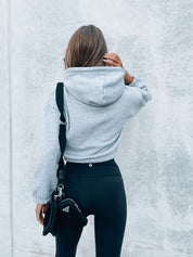 Lounge Around Cropped Grey Hoodie