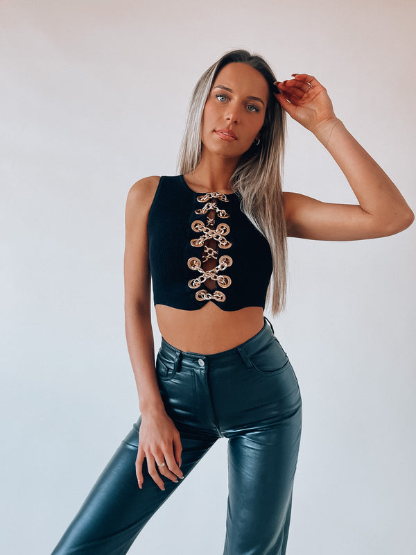 Nightlife Chain Lace Up Top