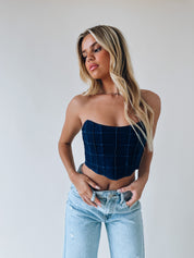 RESTOCKED :Carrie Denim Bustier Top