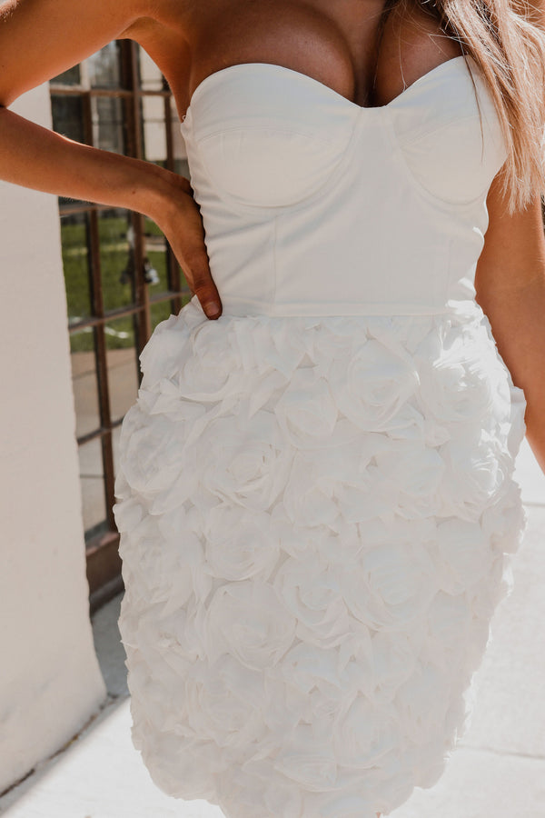 White Bridal Bliss Bustier Mini Dress