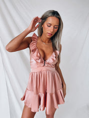 SALE :Whitnie Silk Ruffled Romper