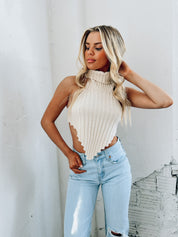 Sleeveless Turtleneck Crop Top
