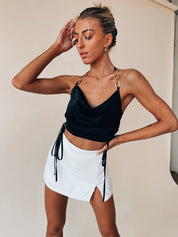Aliza Gold Chain Halter Crop Top