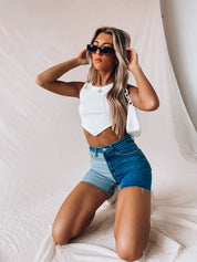 SALE :Contrast Bermuda Denim Shorts