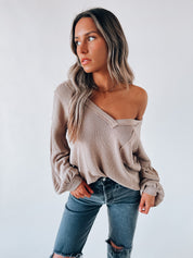 SALE :Emmett Mocha Long Sleeve Top