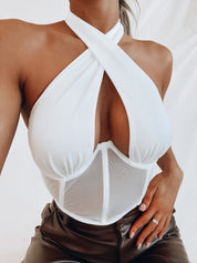SALE :Viana Crossed Halter Bustier Crop