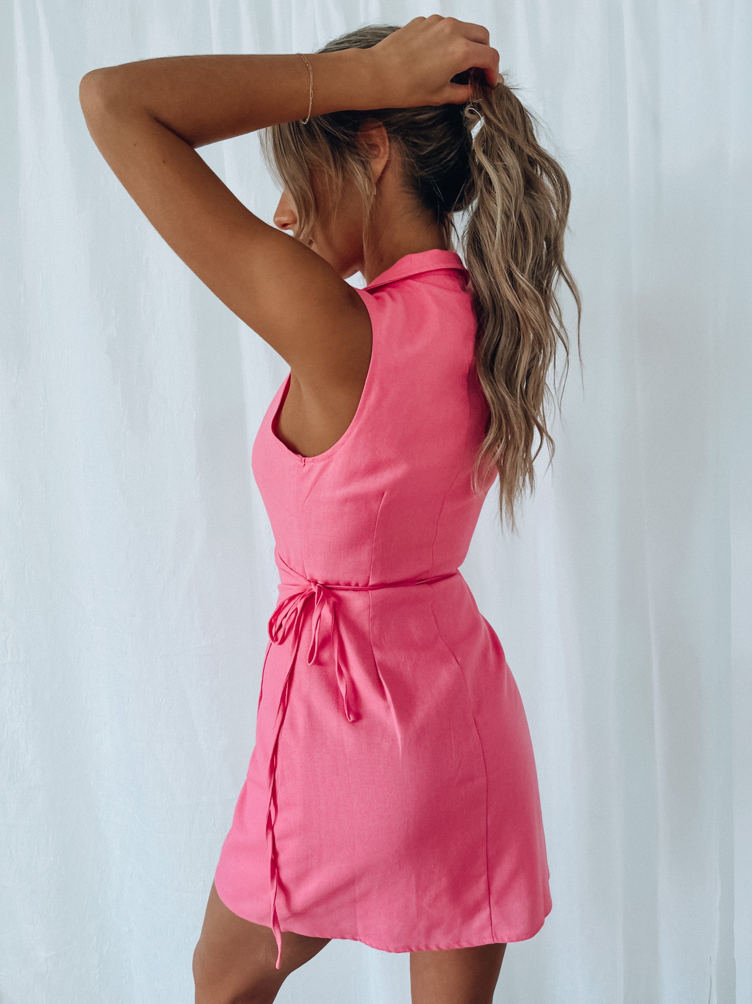 SALE :Pink Collared Wrap Dress