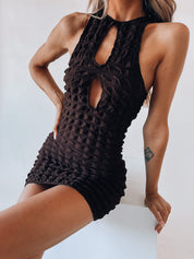 Alannah Bubble Dress In Chocolate