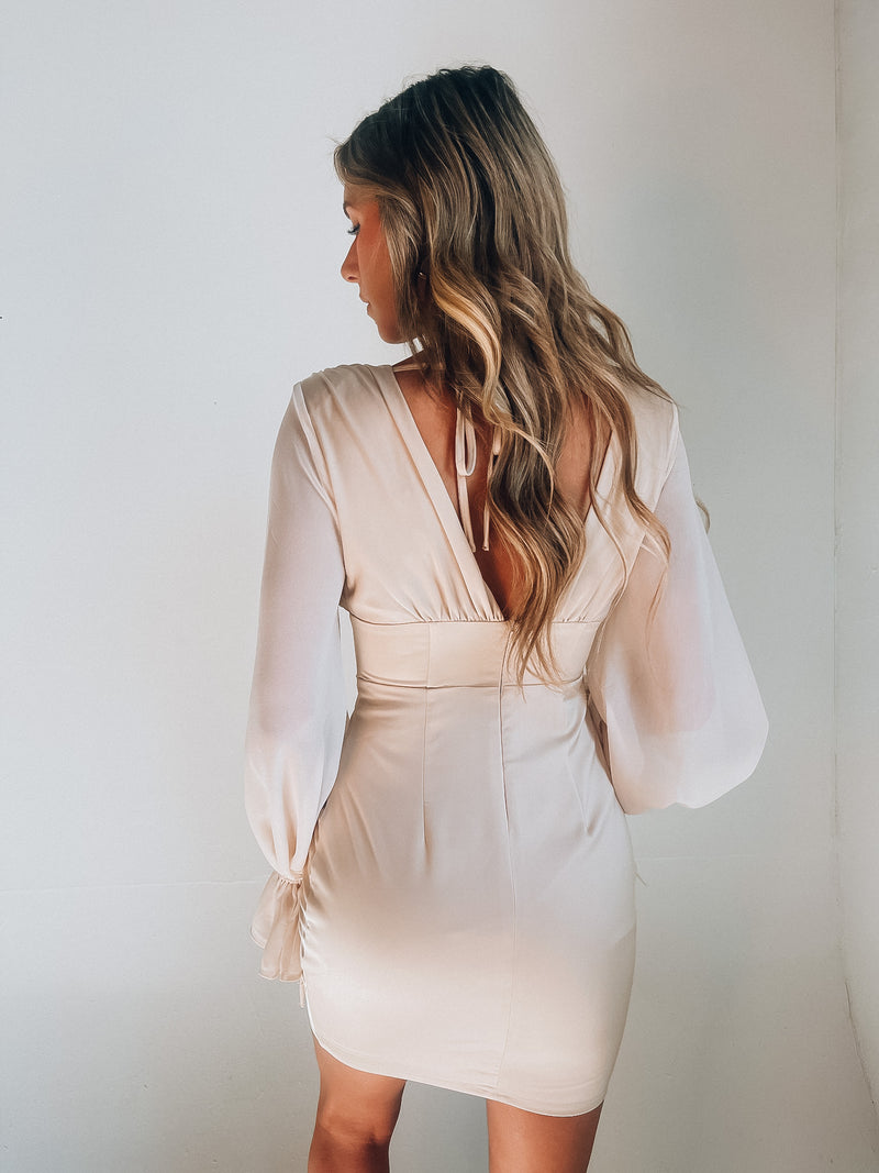 SALE : Braelynn Long Sleeve Silk Mini Dress
