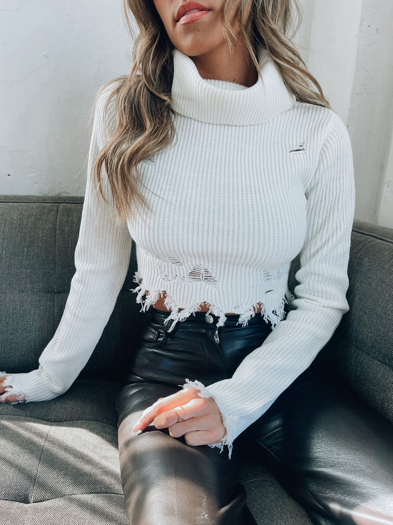 RESTOCKED: Rynlee Distressed Cropped Sweater