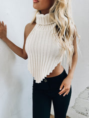 Sleeveless Turtleneck Crop Top