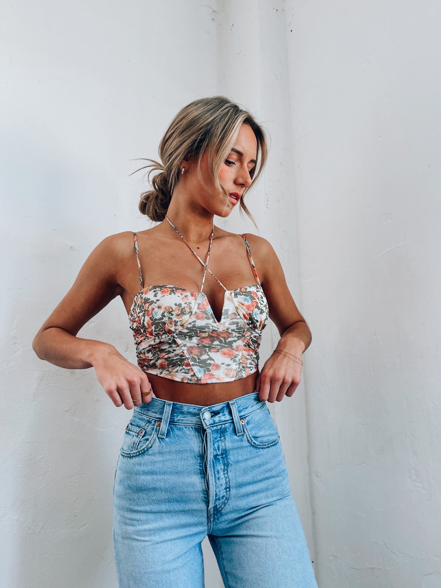 SALE :Kellie Floral Bustier Top