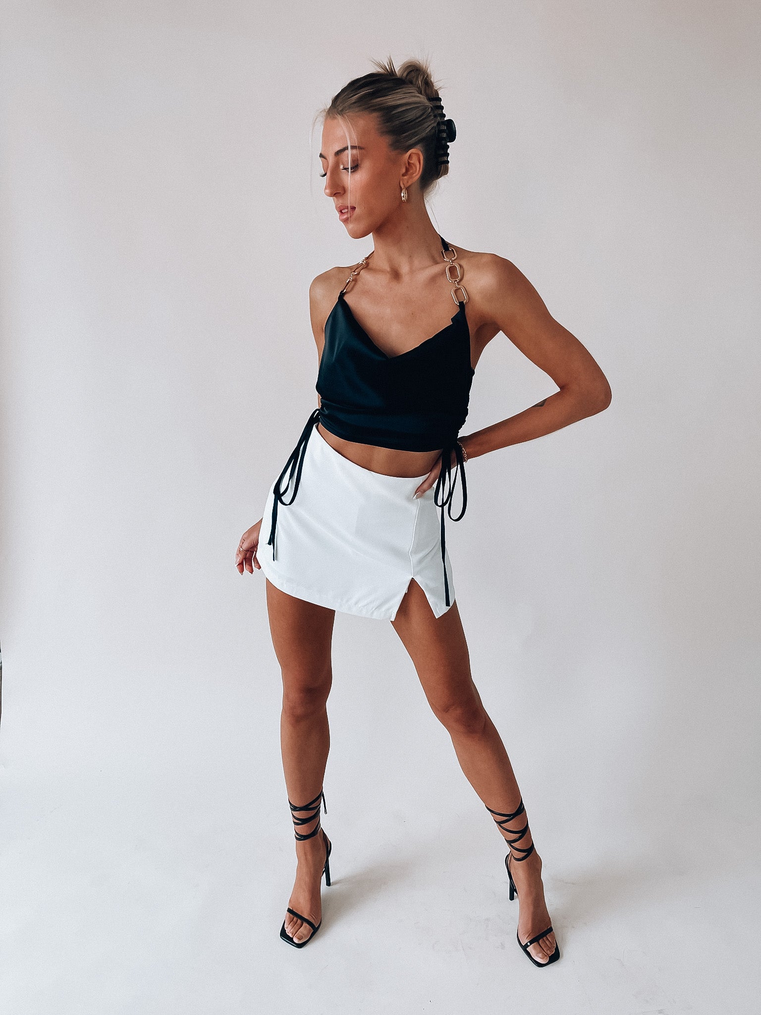 Aliza Gold Chain Halter Crop Top