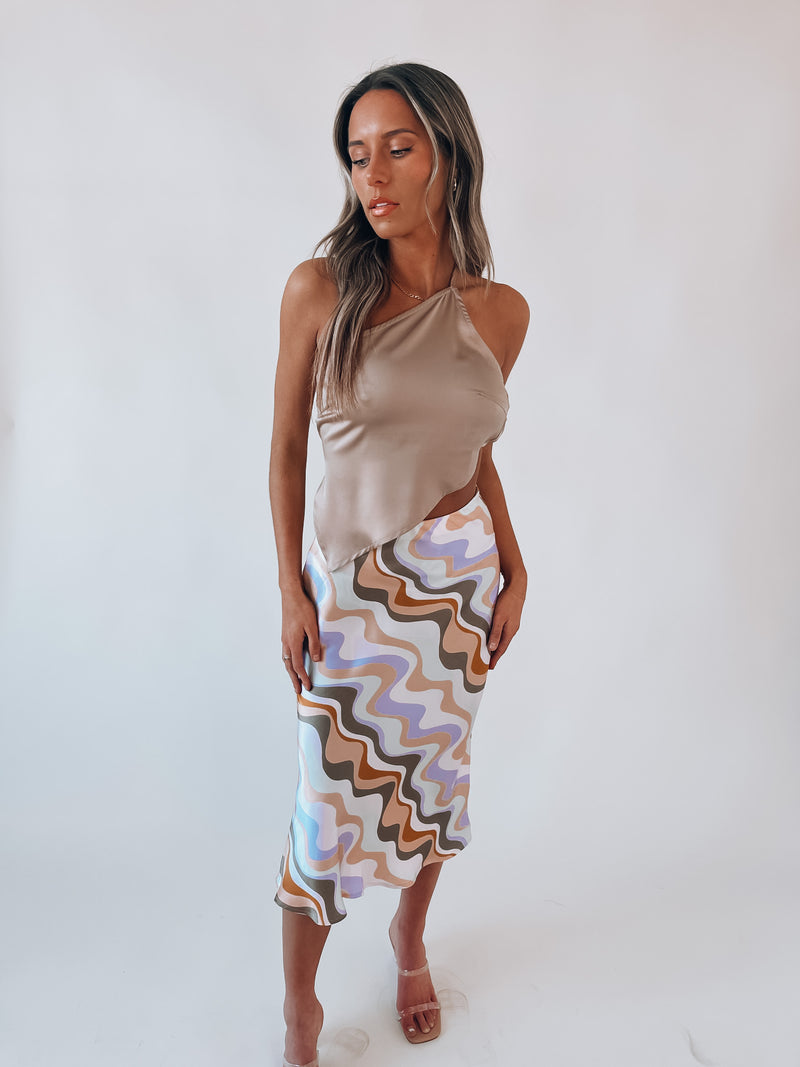 SALE :Gionna Silk Multi-Color Midi Skirt