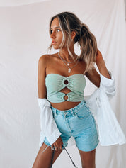 SALE : Sage Double Ring Tube Top