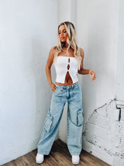Lilee Ribbed Strapless Top