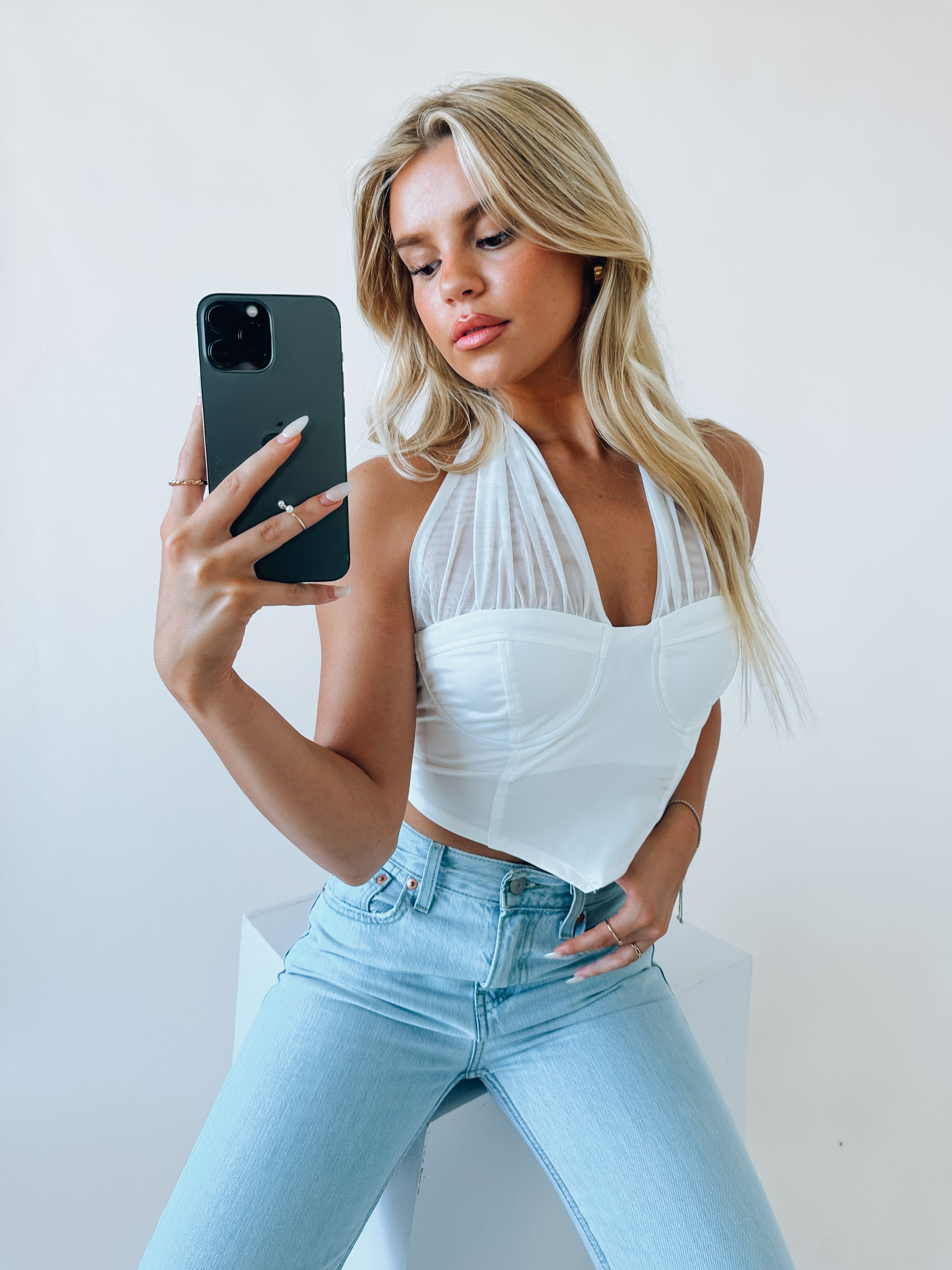 Tenlee Mesh Halter Crop