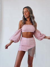 SALE :Georgina Light Pink Bubble Sleeve Set