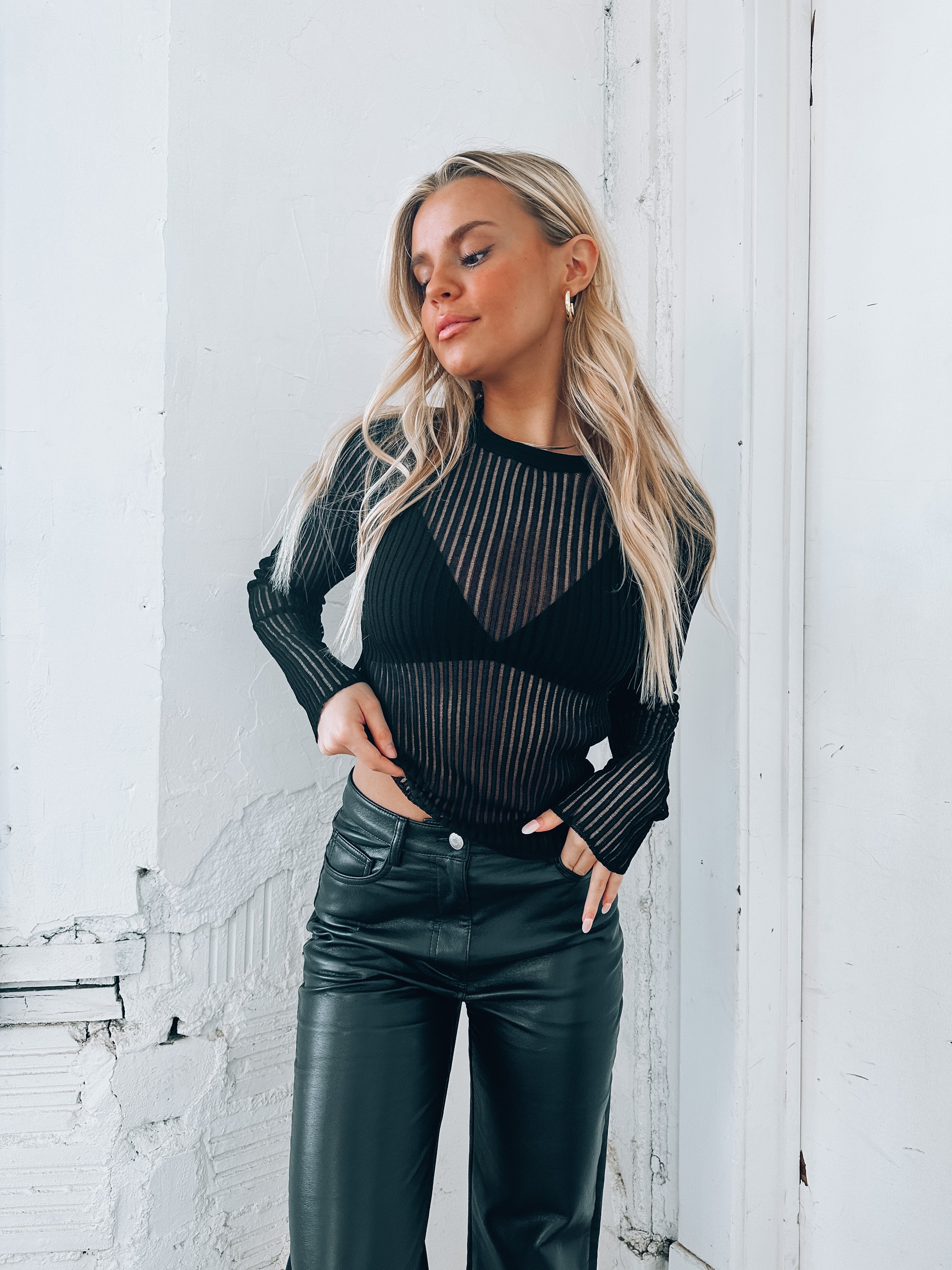 Semi Sheer Sweater Top