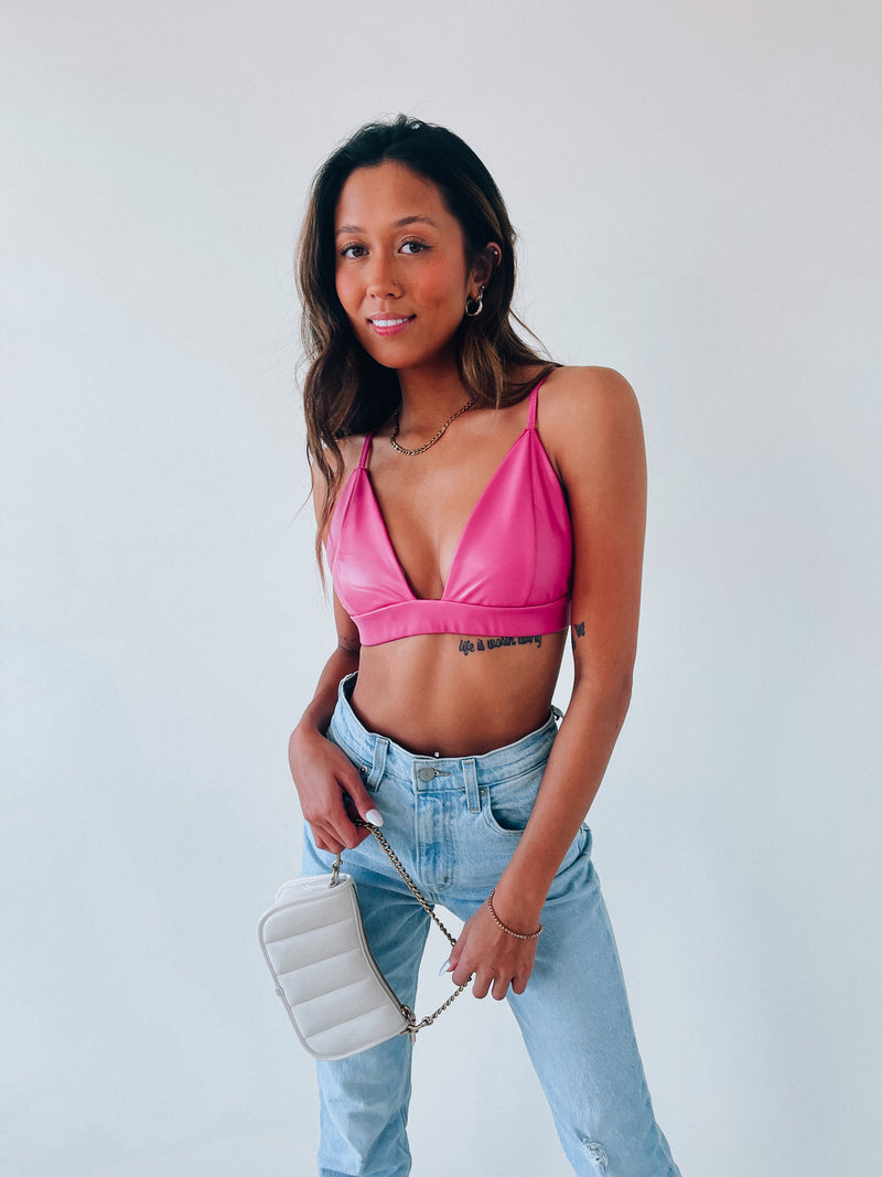 Arianna Pink Leather Bra Top – Madida Clothing
