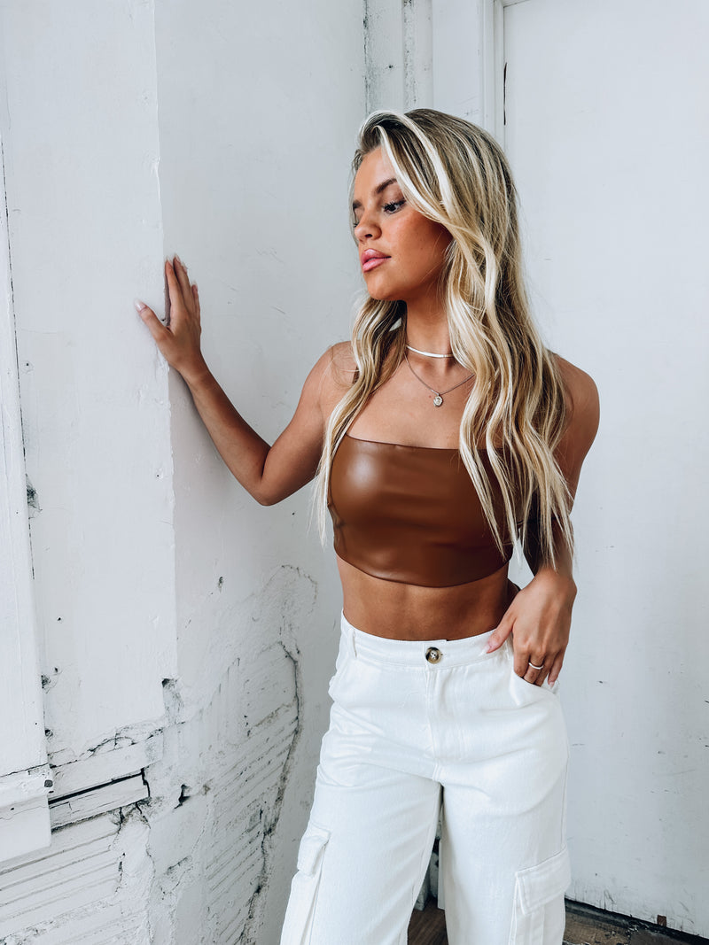 Dylan Cropped Pleather Top
