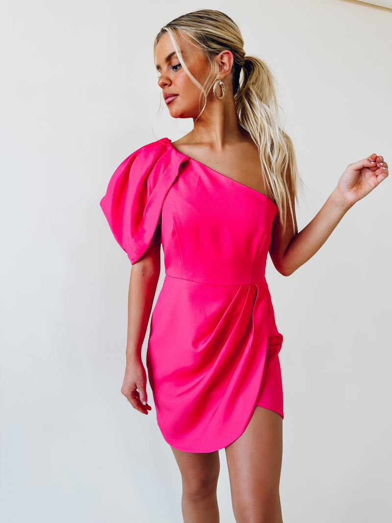 Lauryn One Shoulder Dress In Pink