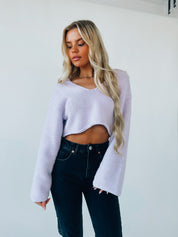 Cropped Lavender Knitted Sweater