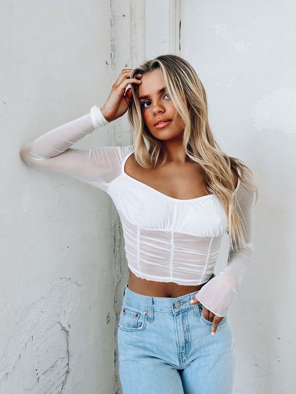 Feather Crop Top In Crisp White – Madida Clothing