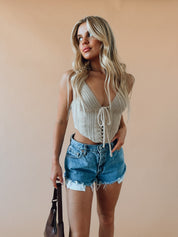 Dahlia Taupe Crochet Top