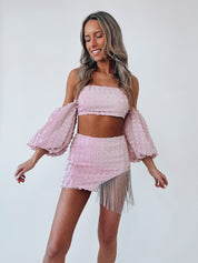 SALE :Georgina Light Pink Bubble Sleeve Set