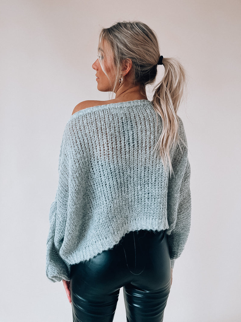 Grey Cable Knit Oversized Sweater