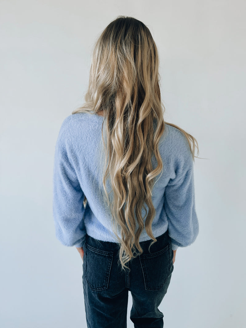 Periwinkle Fuzzy Textured Sweater