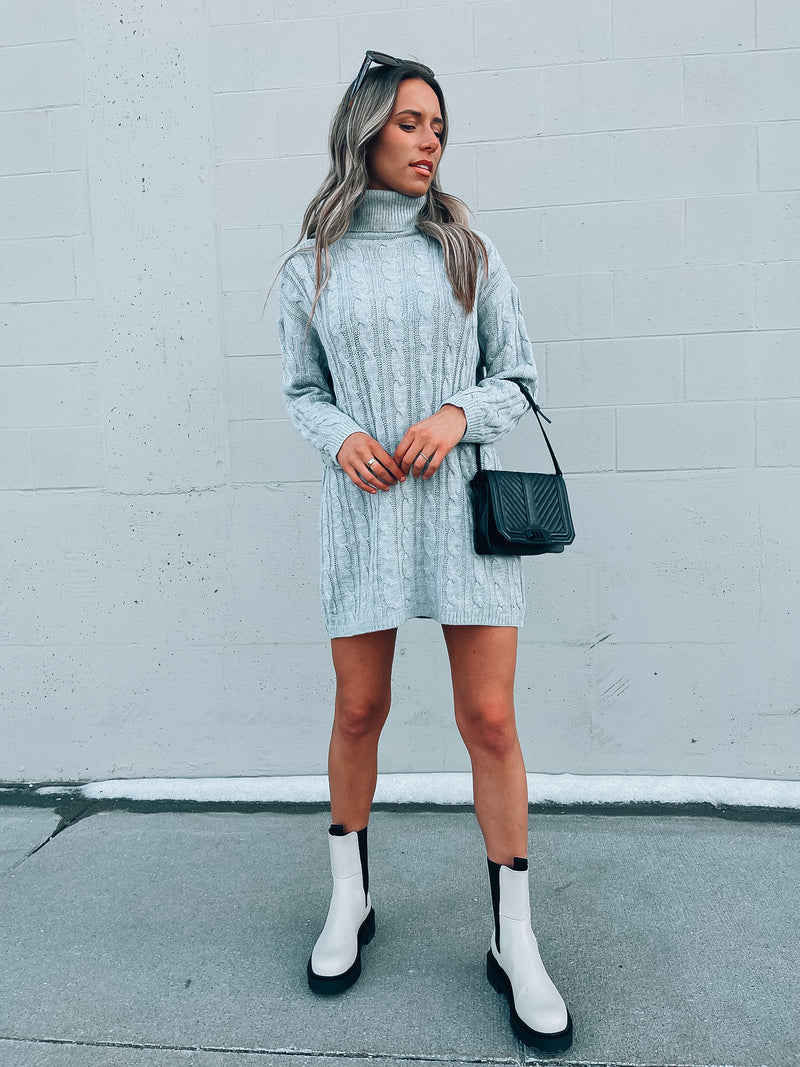 Girl At Home Sweater Dress In Grey – Madida Clothing