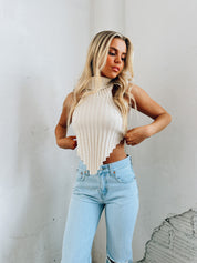 Sleeveless Turtleneck Crop Top