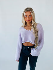 Cropped Lavender Knitted Sweater
