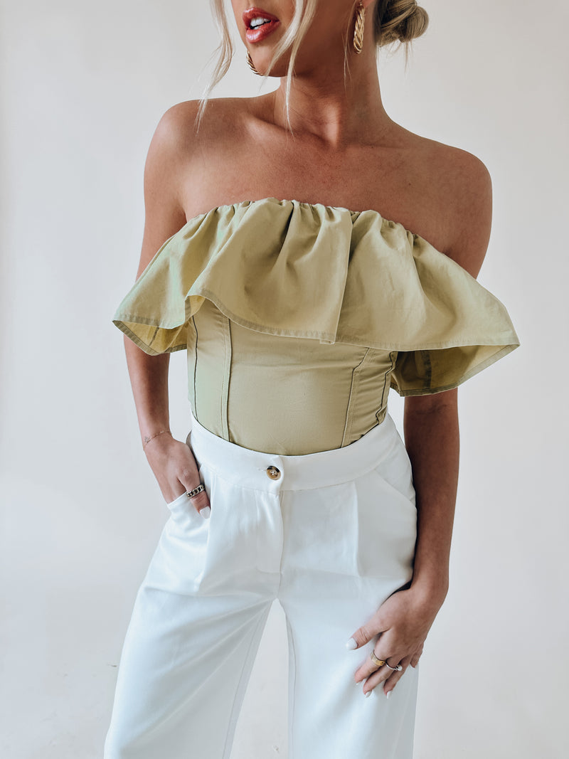Billy Ruffle Strapless Top