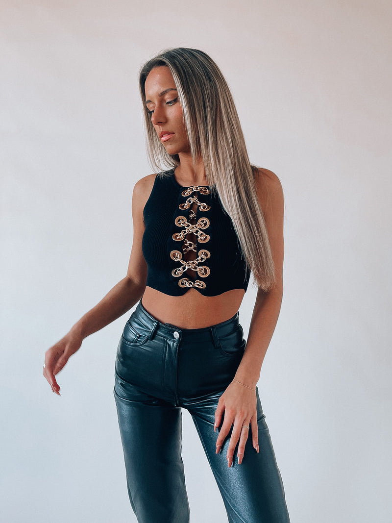 Nightlife Chain Lace Up Top