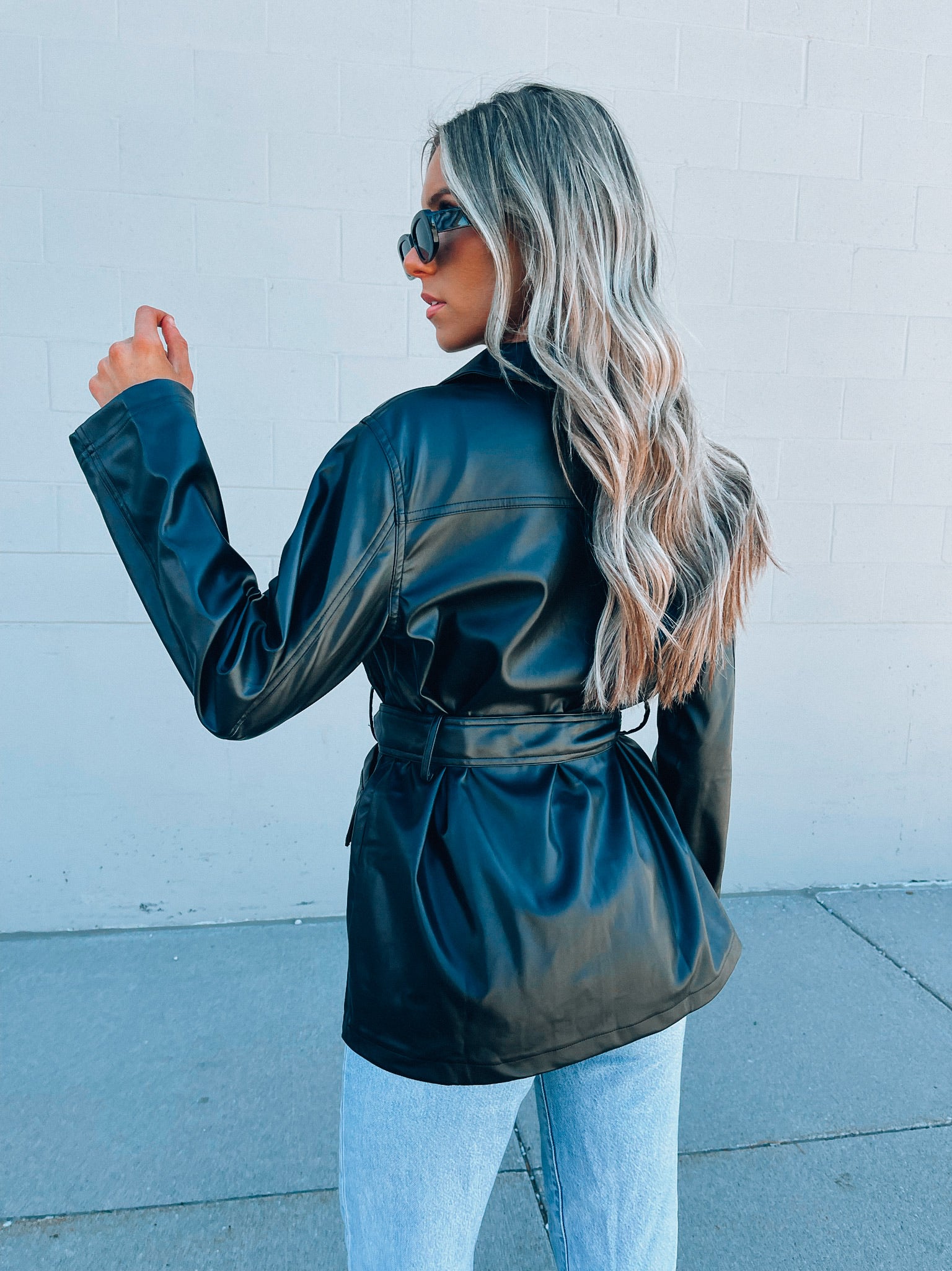 Belted Pleather Jacket