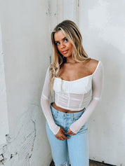 Sophie Long Sleeve Top In White