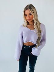 Cropped Lavender Knitted Sweater