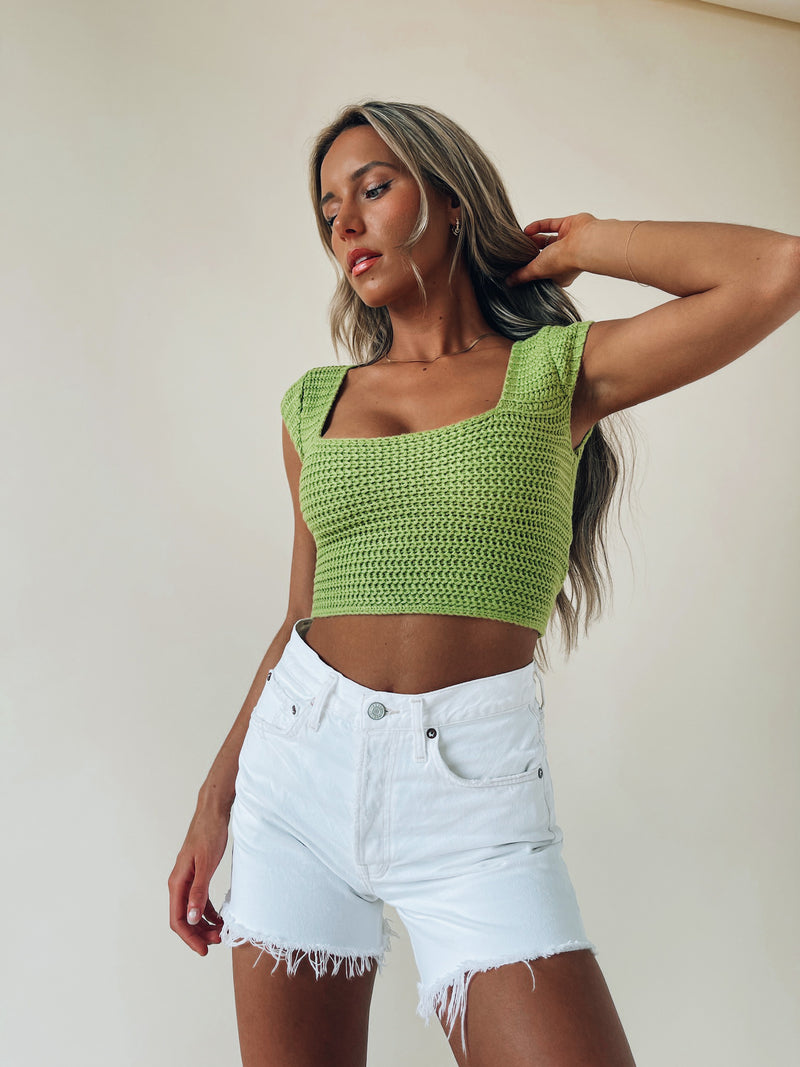 Carsyn Woven Knit Cropped Top