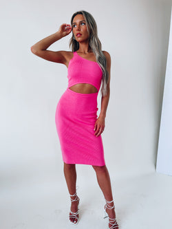 RESTOCKED : Kinleigh Hot Pink Midi Dress