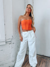 Stassi Strapless Orange Corset Top